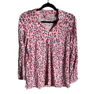 Lilly Pulitzer Floral Long Sleeve Top White with Pink Tulips